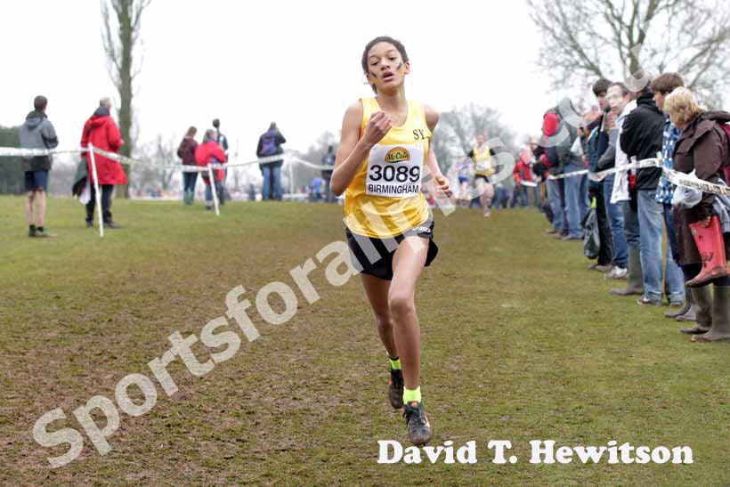 Katie Anne McDonald on her way to winning the under-13 girls McCain World Cross Country Trials and Inter Counties.